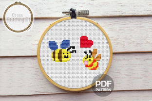 Charming Bees with Heart Modern Cross Stitch