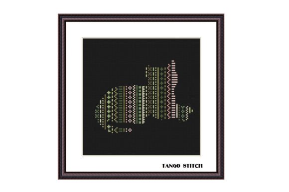 Charming Cute Ornament Cat Easy Cross Stitch