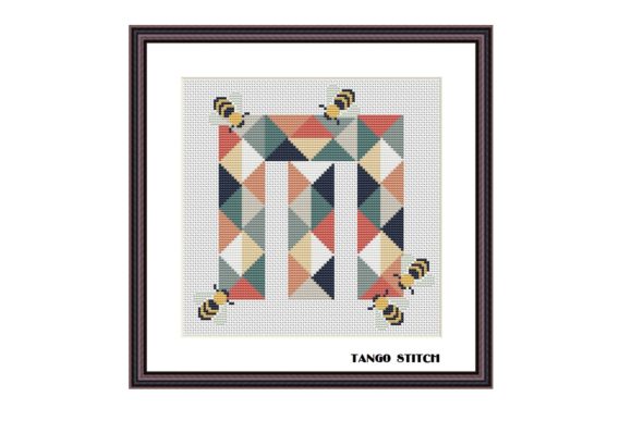 Charming Letter M Cute Bee Nursery Cross Stitch