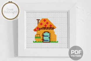 Charming Mushroom House Modern Cross Stitch