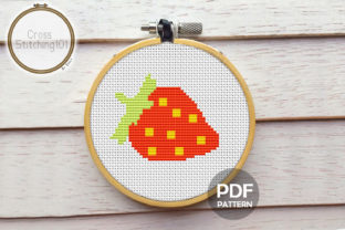 Charming Red Strawberry Modern Cross Stitch