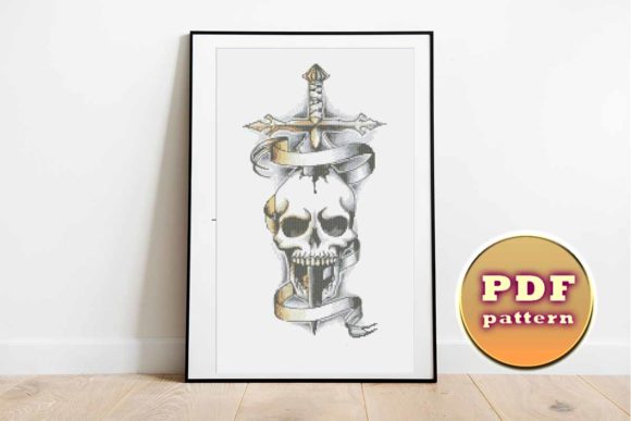Skull and Sword: A Bold Cross Stitch Design