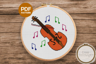 Violin Modern Cross Stitch for Apparel